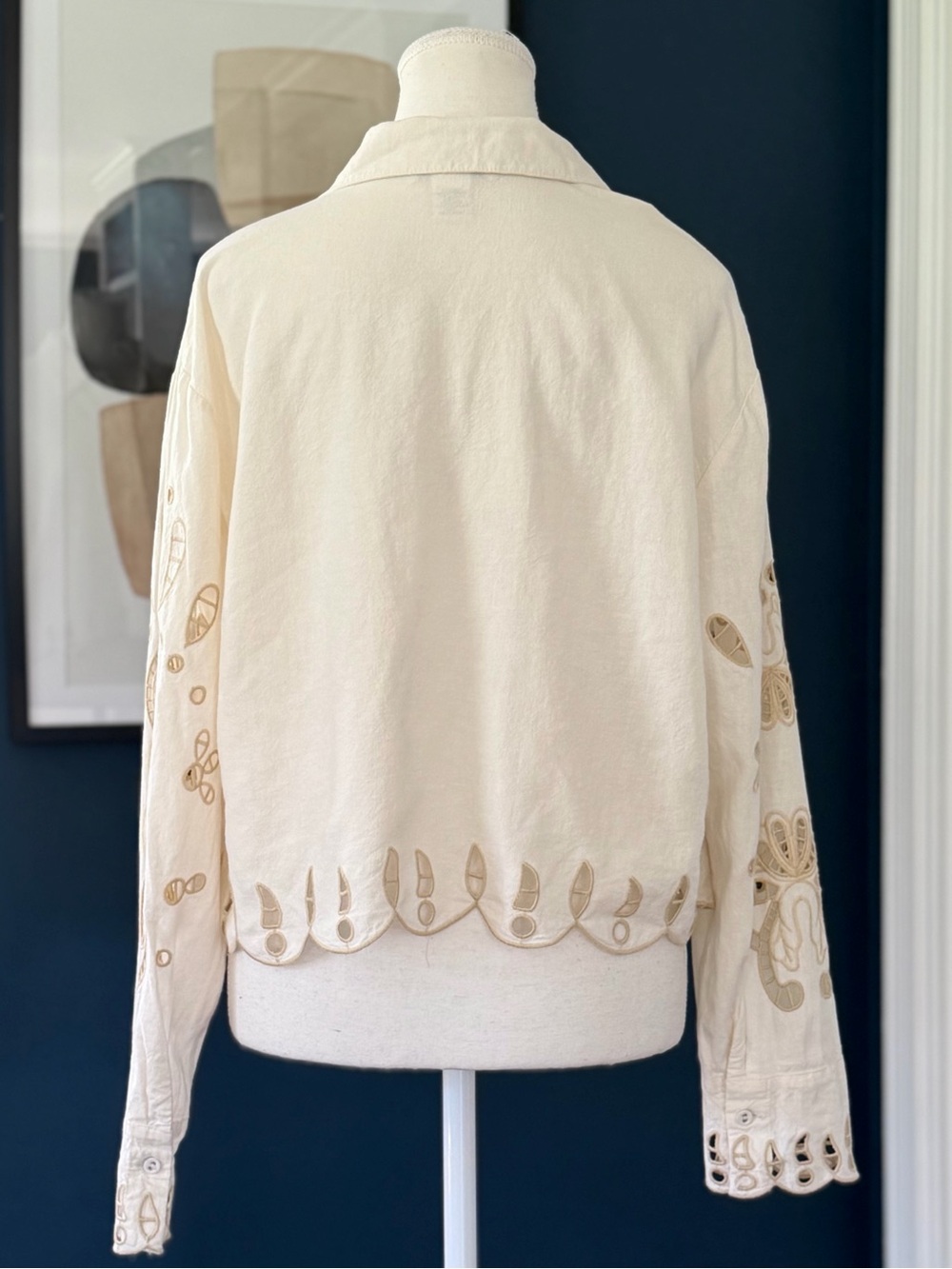 Christian Lacroix Embroidered Cutwork Linen Blouse Top M - Picture 6 of 12
